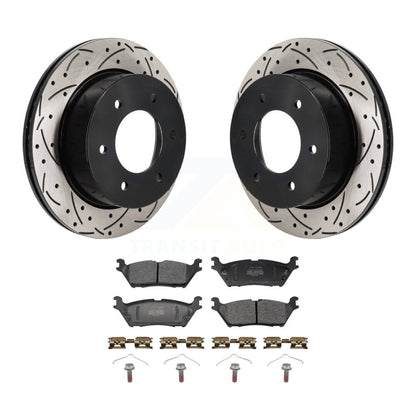 Kit de plaquettes semi-métalliques de Rotor de frein à fente de forage arrière pour Ford Bronco 2022 2023 3.0