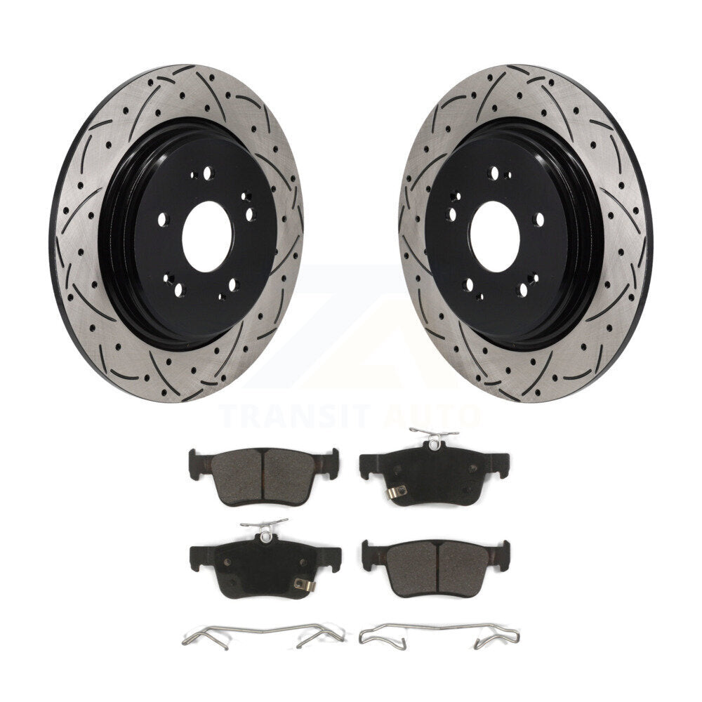 Kit de plaquettes semi-métalliques de Rotor de frein à disque à fente arrière percée pour Acura RD 2019 – 2021