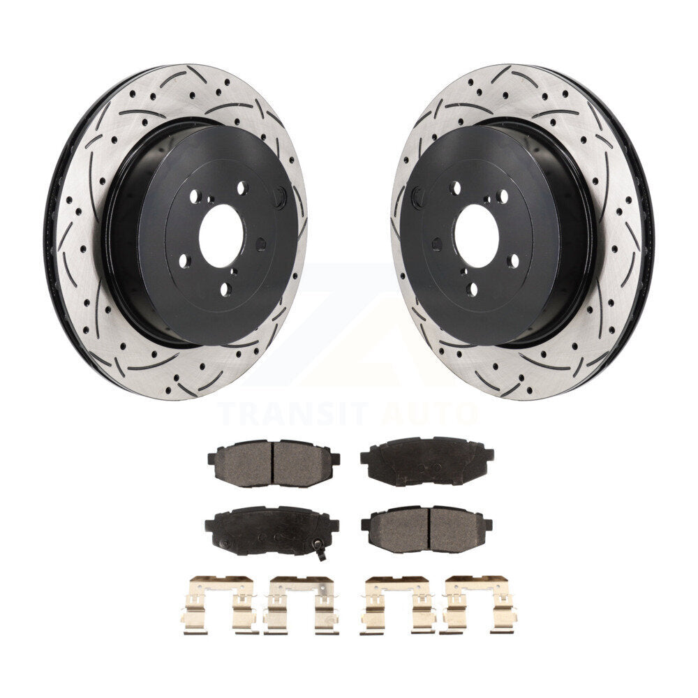 Kit de plaquettes semi-métalliques de rotors de frein à disque de fente de forage arrière pour Subaru BRZ Toyota 8