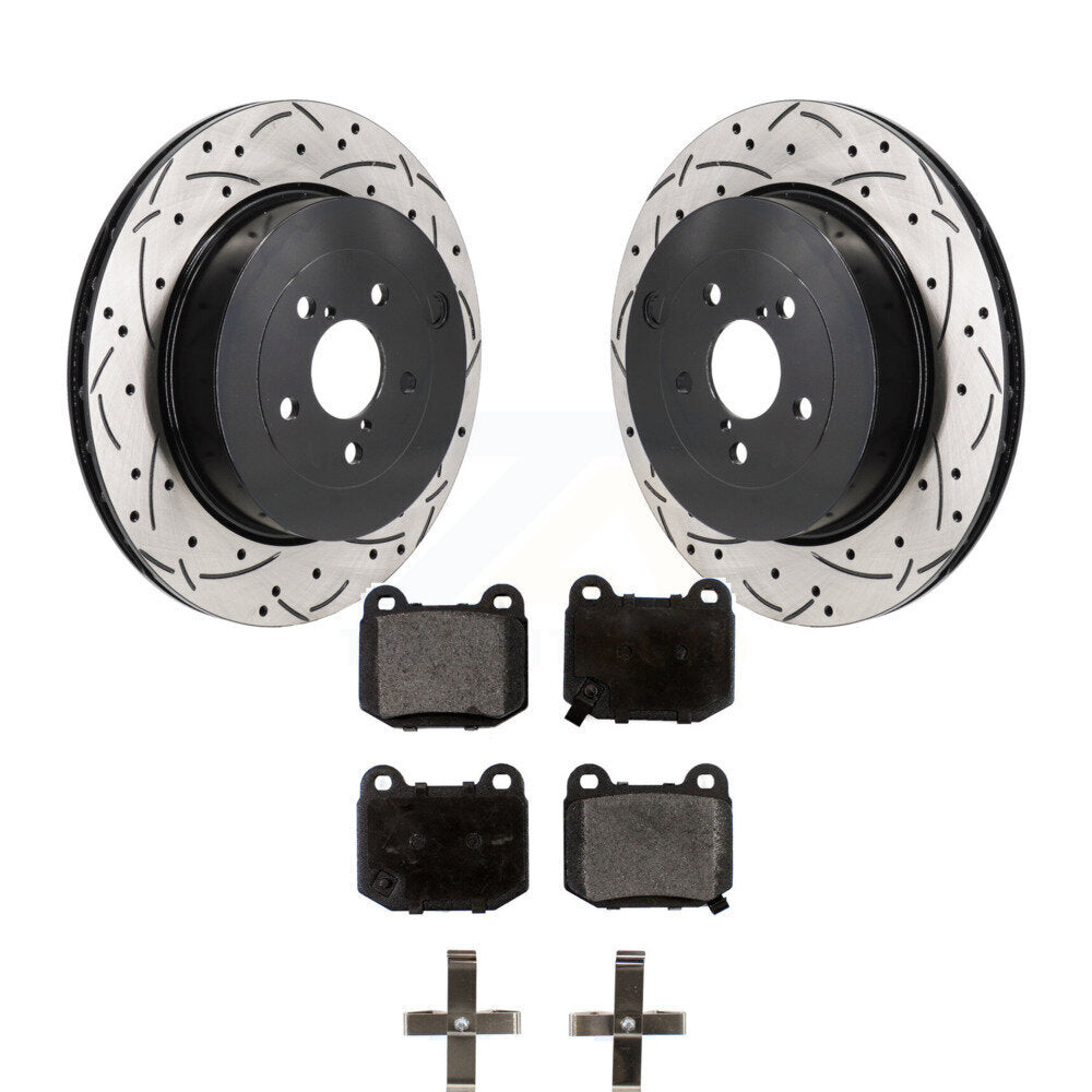 Kit de plaquettes semi-métalliques de rotors de frein à disque de fente de forage arrière pour Subaru BRZ Toyota 8