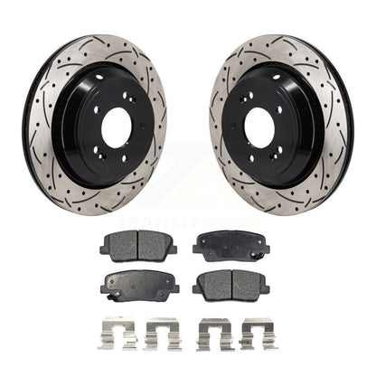 Rotor de frein à fente percée arrière et Kit de plaquettes semi-métalliques pour Hyundai Equus Kia K90