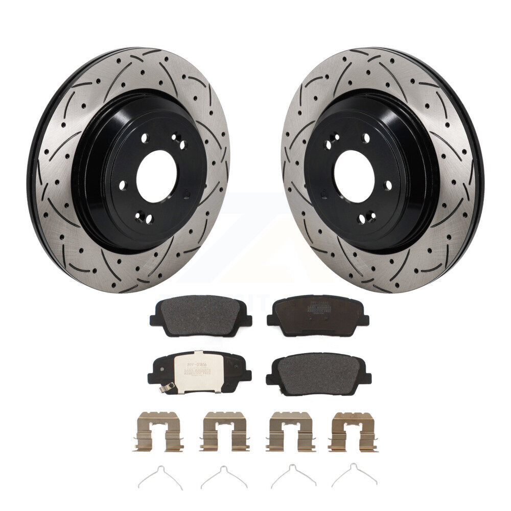 Rotors de frein à fente arrière percés, Kit de plaquettes semi-métalliques pour Genesis G70 Kia Stinge