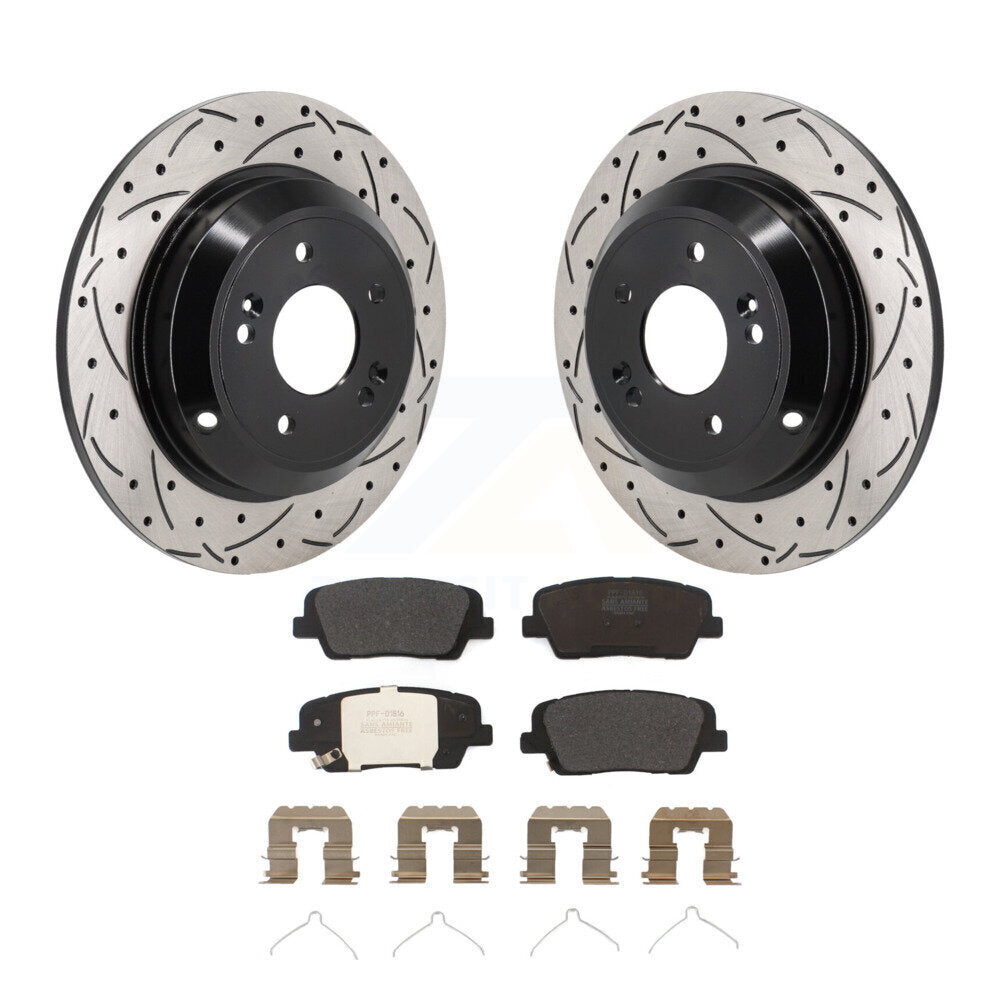Rotors de frein à fente arrière percés, Kit de plaquettes semi-métalliques pour Genesis G70 Kia Stinge