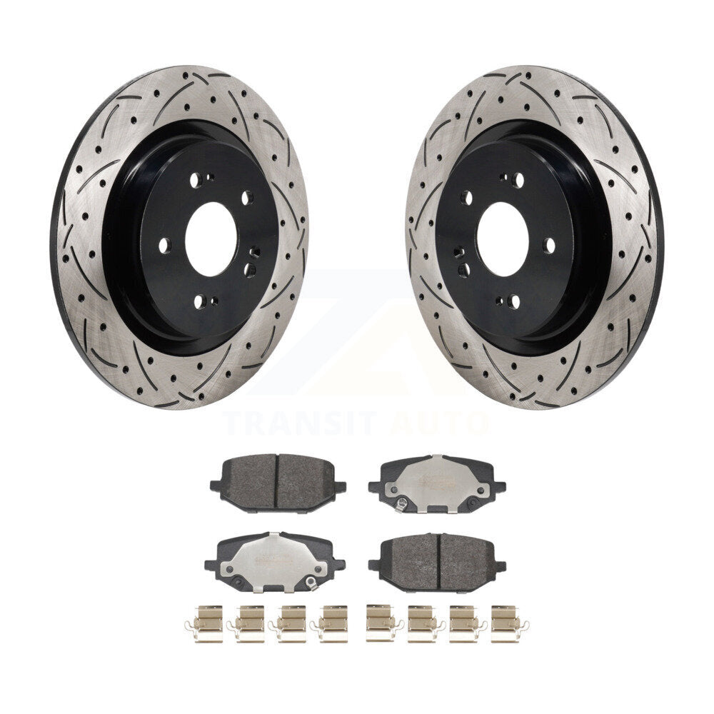 Kit de plaquettes semi-métalliques de Rotor de frein à disque à fente arrière percée pour Acura MD 2022 – 2024