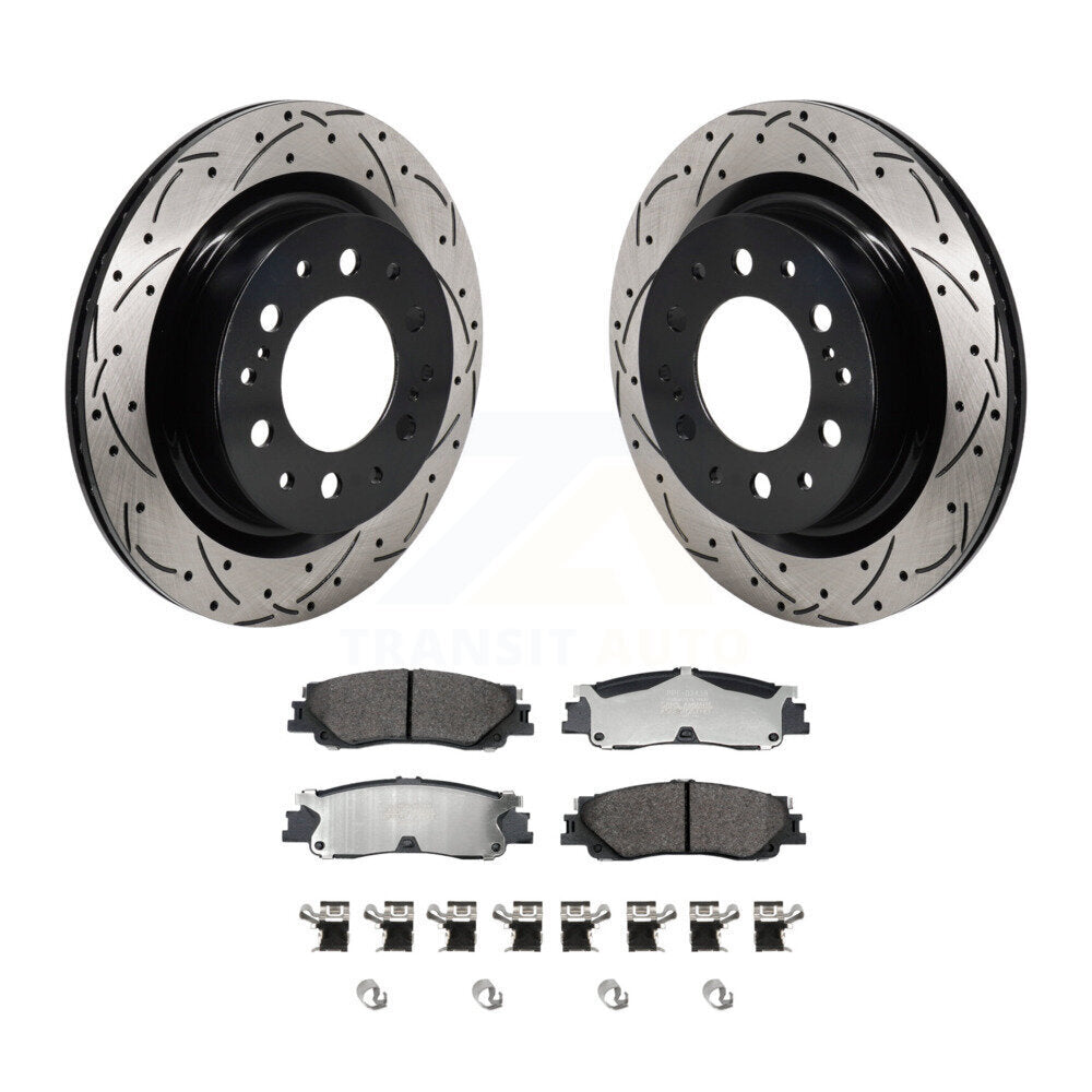 Kit de plaquettes semi-métalliques de Rotor de frein à disque de fente de forage arrière pour Toyota Tundra Sequoi
