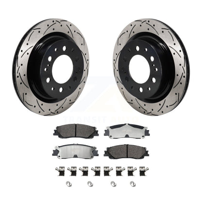 Kit de plaquettes semi-métalliques de Rotor de frein à disque de fente de forage arrière pour Toyota Tundra Sequoi