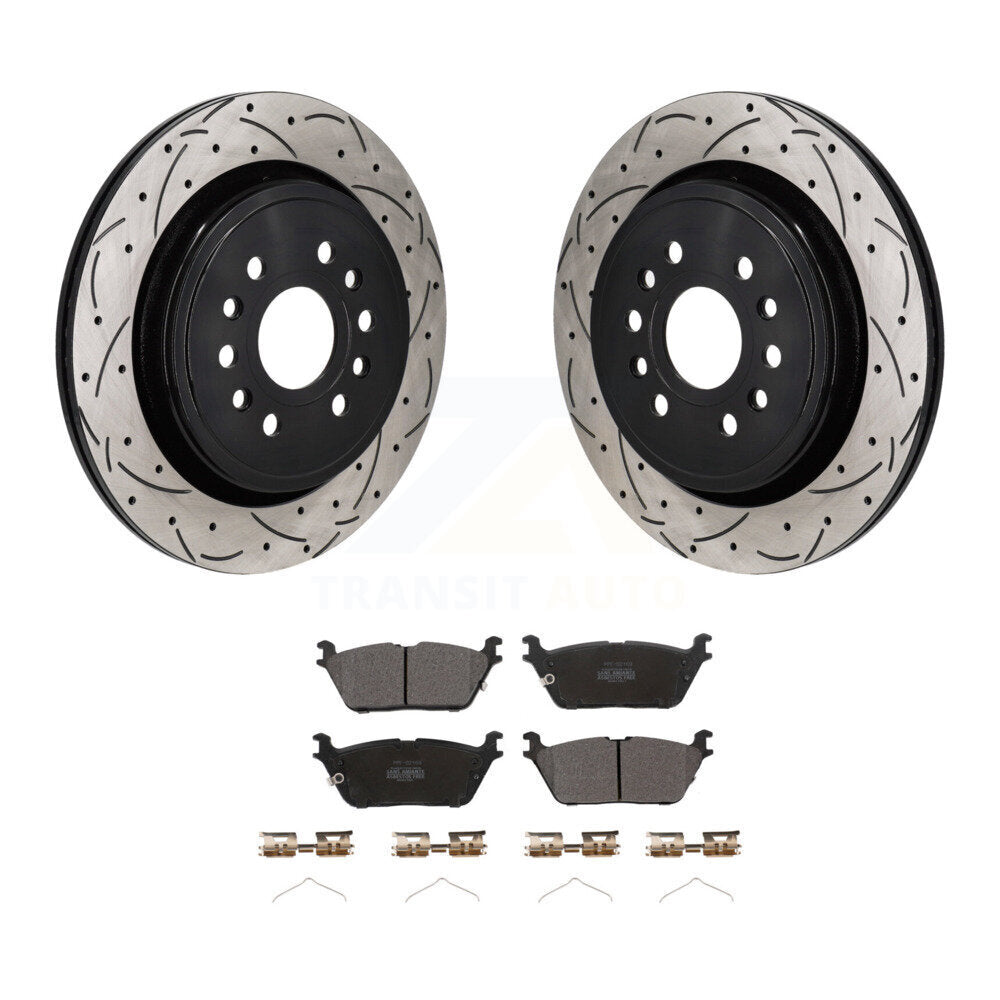 Kit de plaquettes semi-métalliques de Rotor de frein à fente arrière percée pour Ram 1500 Jeep Wagoneer