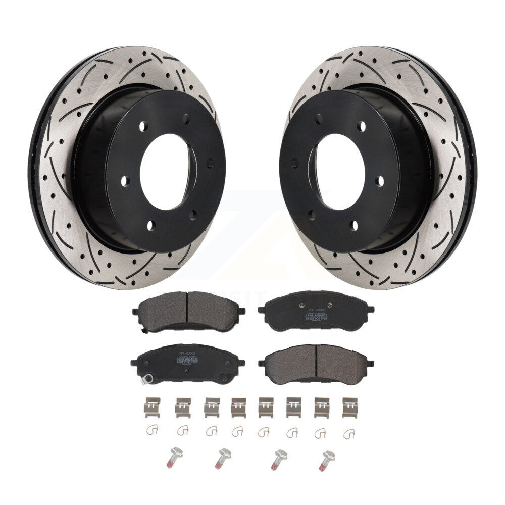 Kit de plaquettes semi-métalliques de rotor de frein à disque de fente de forage arrière pour la gamme Ford 2019-2023