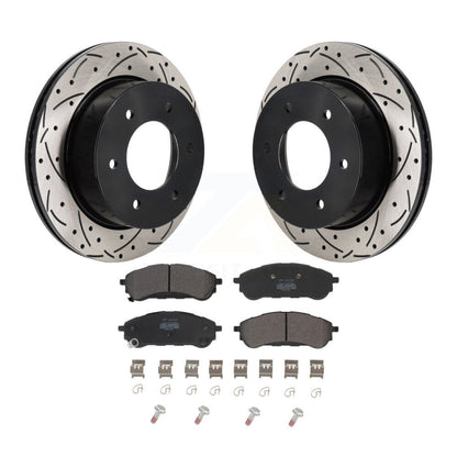 Kit de plaquettes semi-métalliques de rotor de frein à disque de fente de forage arrière pour la gamme Ford 2019-2023