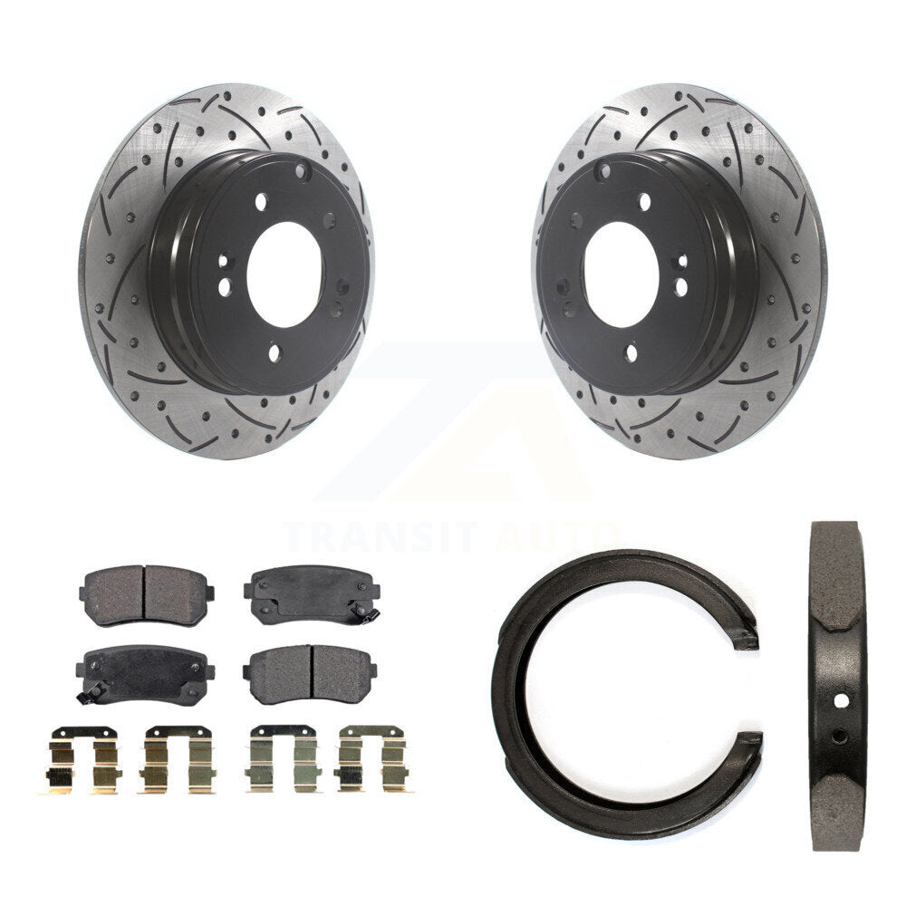 Kit de chaussures de stationnement à disques arrière, Rotors percés et fendus, plaquettes semi-métalliques, pour Kia