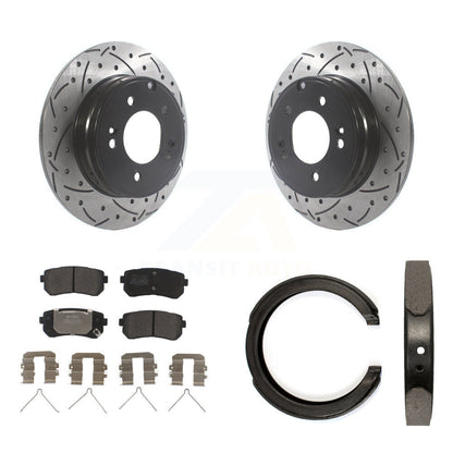 Kit de plaquettes semi-métalliques et de patins de stationnement pour disques arrière percés et fendus