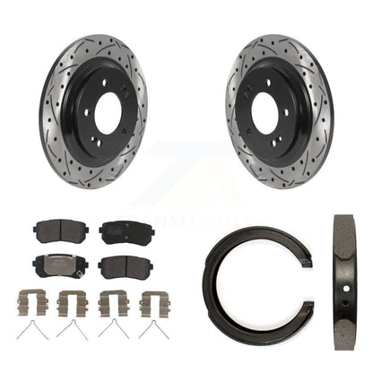 Kit de plaquettes semi-métalliques et de patins de stationnement pour disques arrière percés et fendus