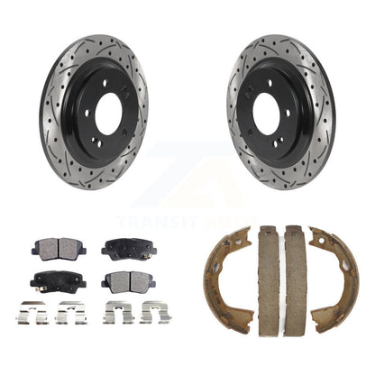 Kit de plaquettes semi-métalliques et de patins de stationnement pour disques arrière percés et fendus