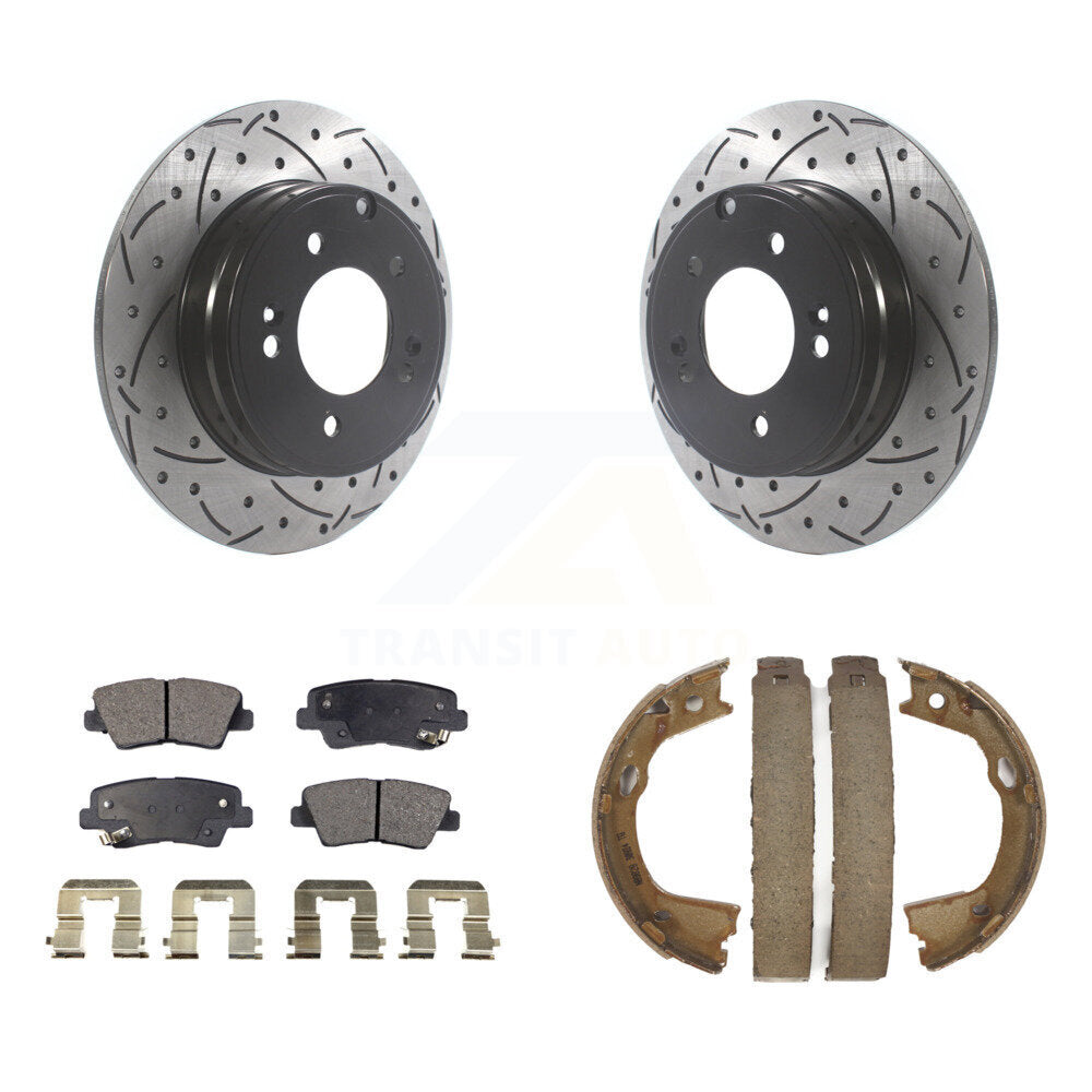 Kit de chaussures de stationnement à disques arrière, Rotors percés et fendus, plaquettes semi-métalliques, pour Kia