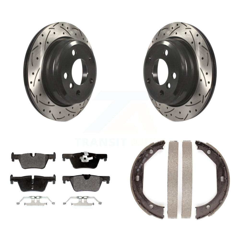 Kit de chaussures de stationnement à disques arrière percés et à fentes, plaquettes semi-métalliques, pour BMW