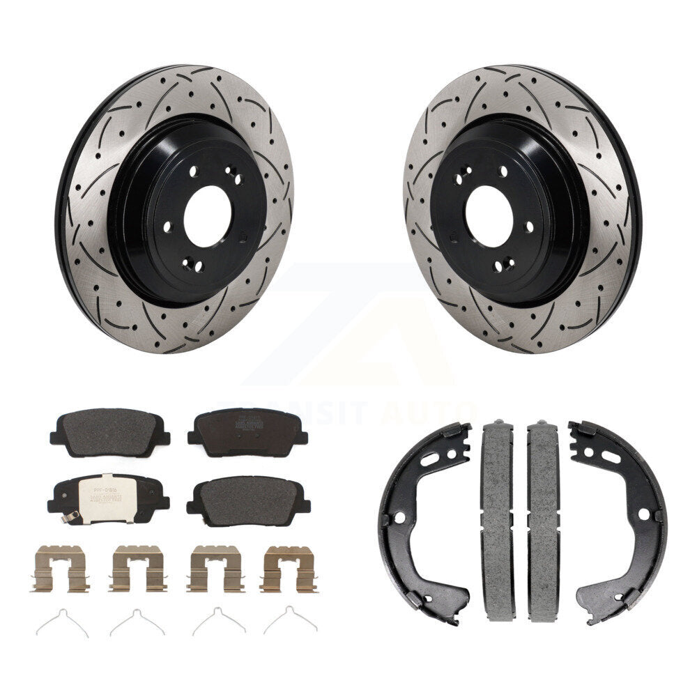 Kit de plaquettes semi-métalliques et de patins de stationnement pour disques arrière percés et fendus