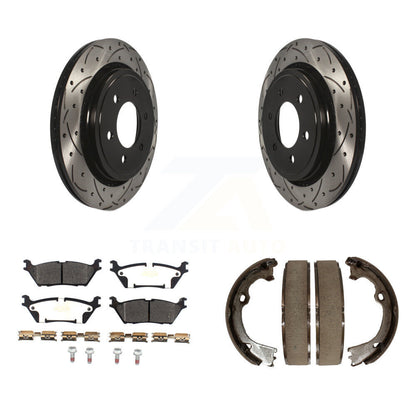 Kit de plaquettes semi-métalliques et de patins de stationnement pour disques arrière percés et fendus
