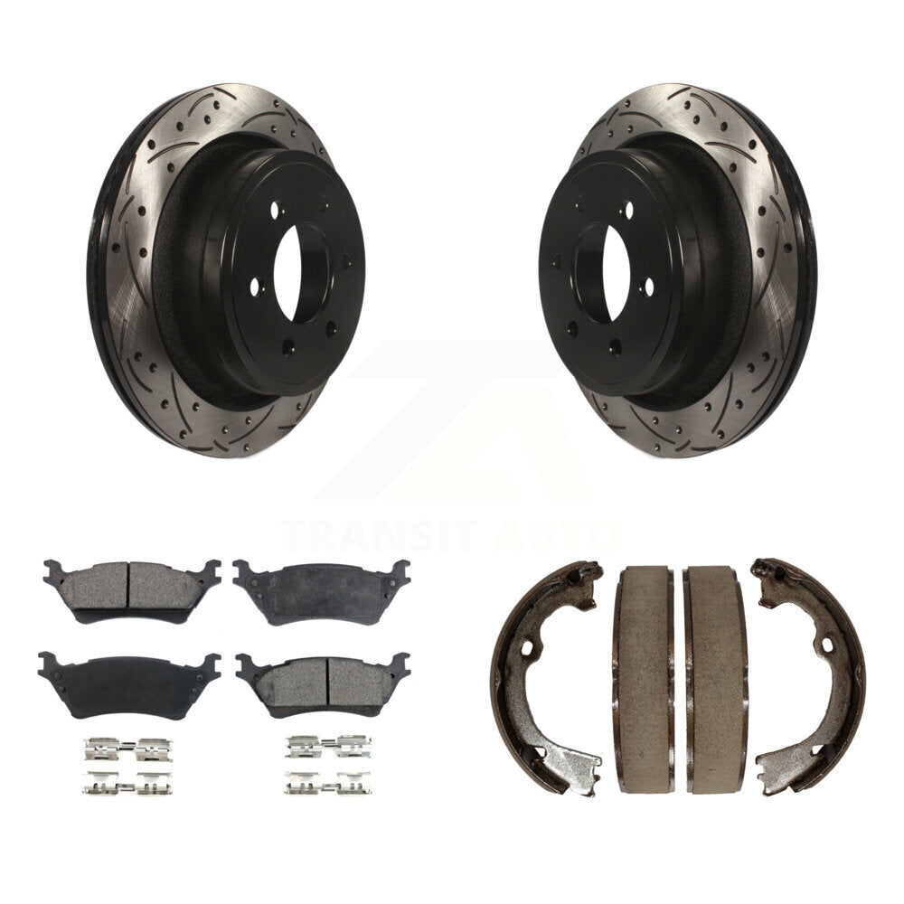 Kit de plaquettes semi-métalliques et de patins de stationnement pour disques arrière percés et fendus