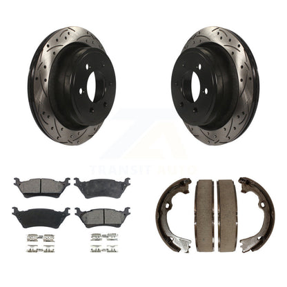 Kit de plaquettes semi-métalliques et de patins de stationnement pour disques arrière percés et fendus