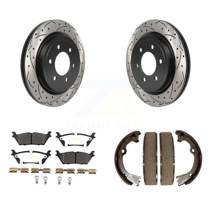 Kit de plaquettes semi-métalliques et de patins de stationnement pour disques arrière percés et fendus