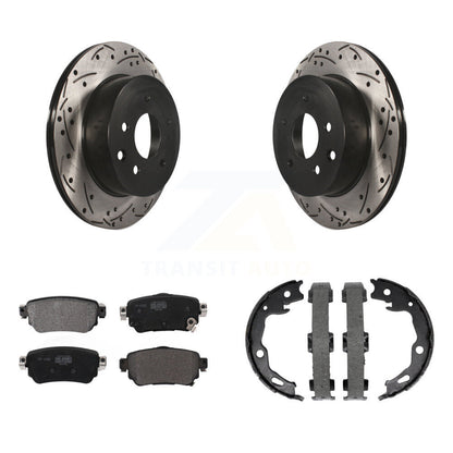 Kit de plaquettes semi-métalliques et de patins de stationnement pour disques arrière percés et fendus