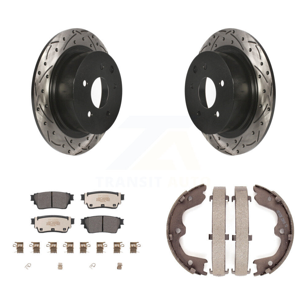 Kit de plaquettes semi-métalliques et de patins de stationnement pour disques arrière percés et fendus