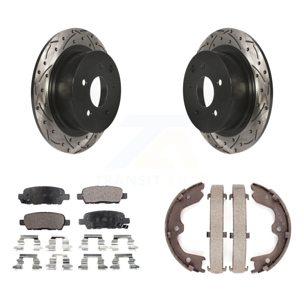 Kit de plaquettes semi-métalliques et de patins de stationnement pour disques arrière percés et fendus