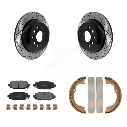 Kit de plaquettes semi-métalliques et de patins de stationnement pour disques arrière percés et fendus