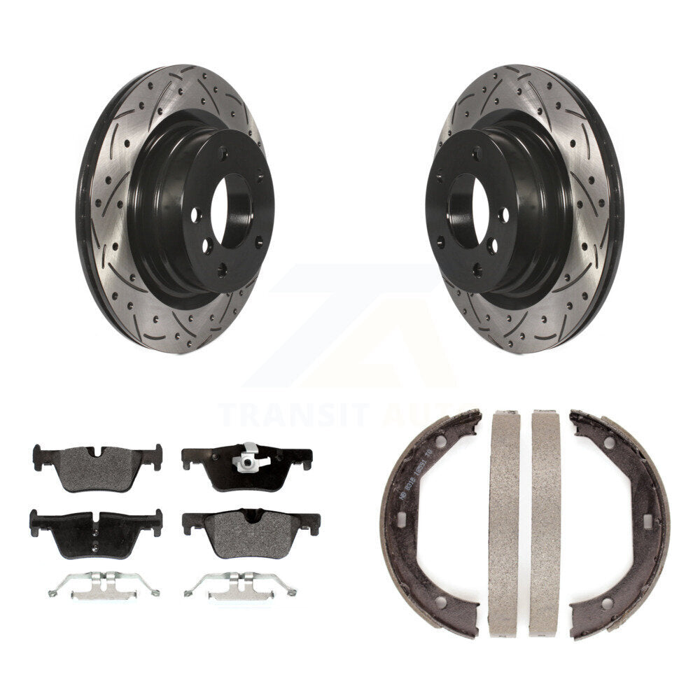 Kit de plaquettes semi-métalliques et de patins de stationnement pour disques arrière percés et fendus