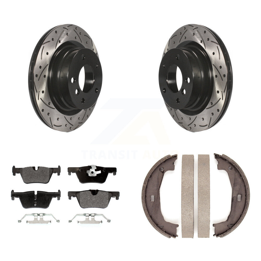 Kit de chaussures de stationnement à disques arrière percés et à fentes, plaquettes semi-métalliques, pour BMW
