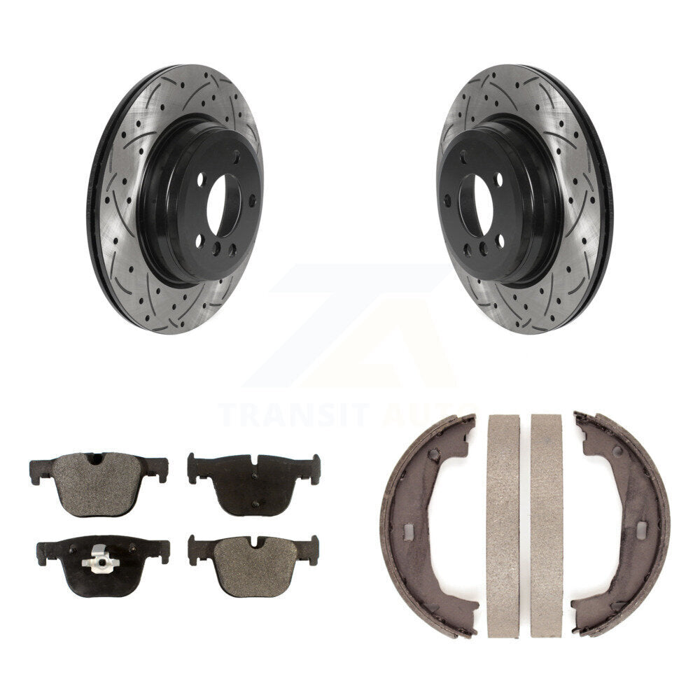 Kit de chaussures de stationnement à disques arrière percés et à fentes, plaquettes semi-métalliques, pour BMW