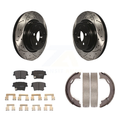 Kit de plaquettes semi-métalliques et de patins de stationnement pour disques arrière percés et fendus