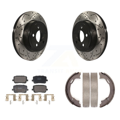 Kit de plaquettes semi-métalliques et de patins de stationnement pour disques arrière percés et fendus