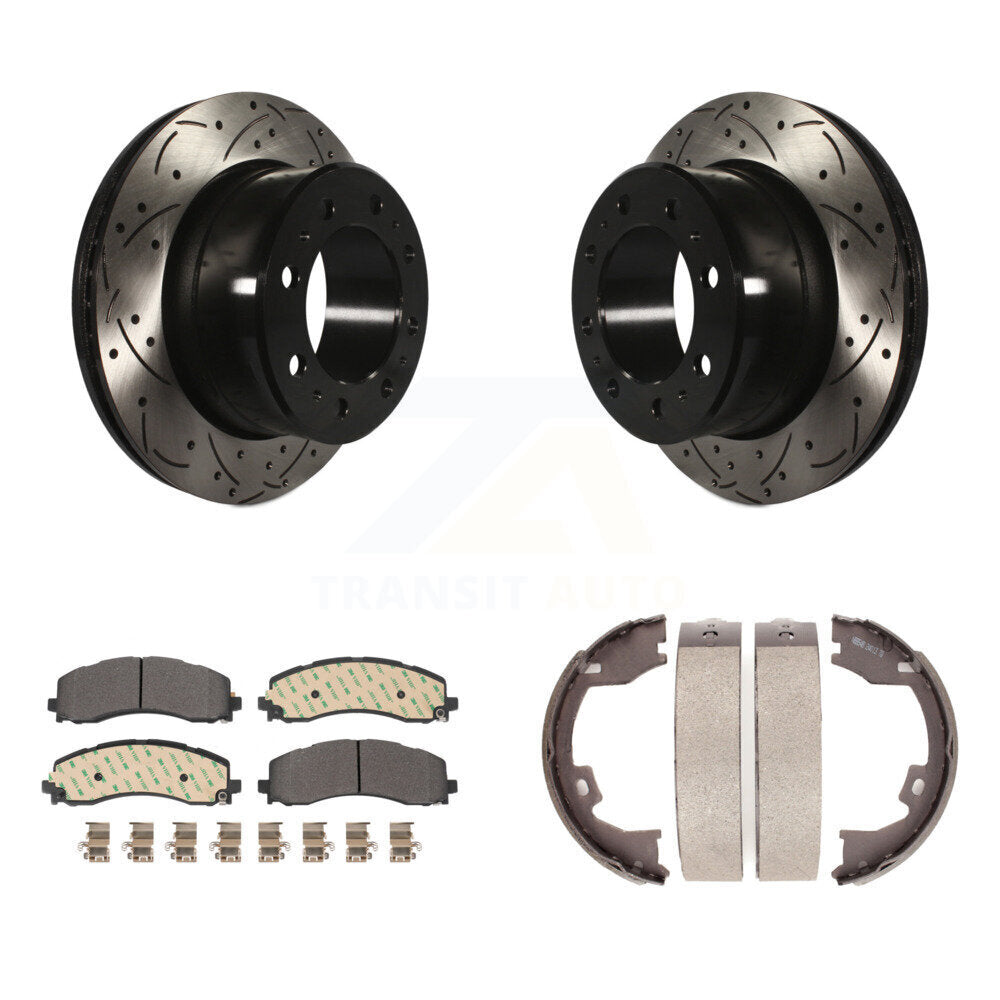 Kit de chaussures de stationnement à disques arrière percés et à fentes, plaquettes semi-métalliques, pour Ram