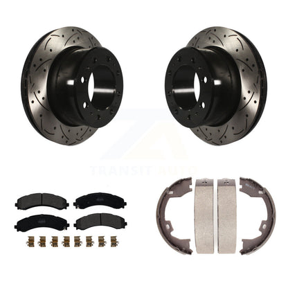 Kit de plaquettes semi-métalliques et de patins de stationnement pour disques arrière percés et fendus