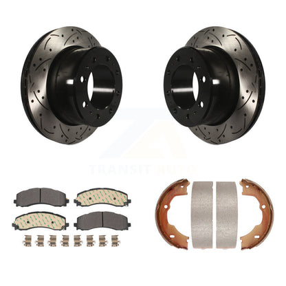 Kit de plaquettes semi-métalliques et de patins de stationnement pour disques arrière percés et fendus