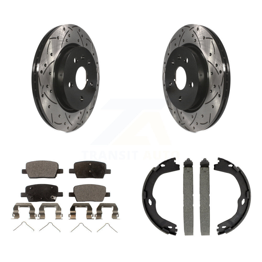 Kit de plaquettes semi-métalliques et de patins de stationnement pour disques arrière percés et fendus