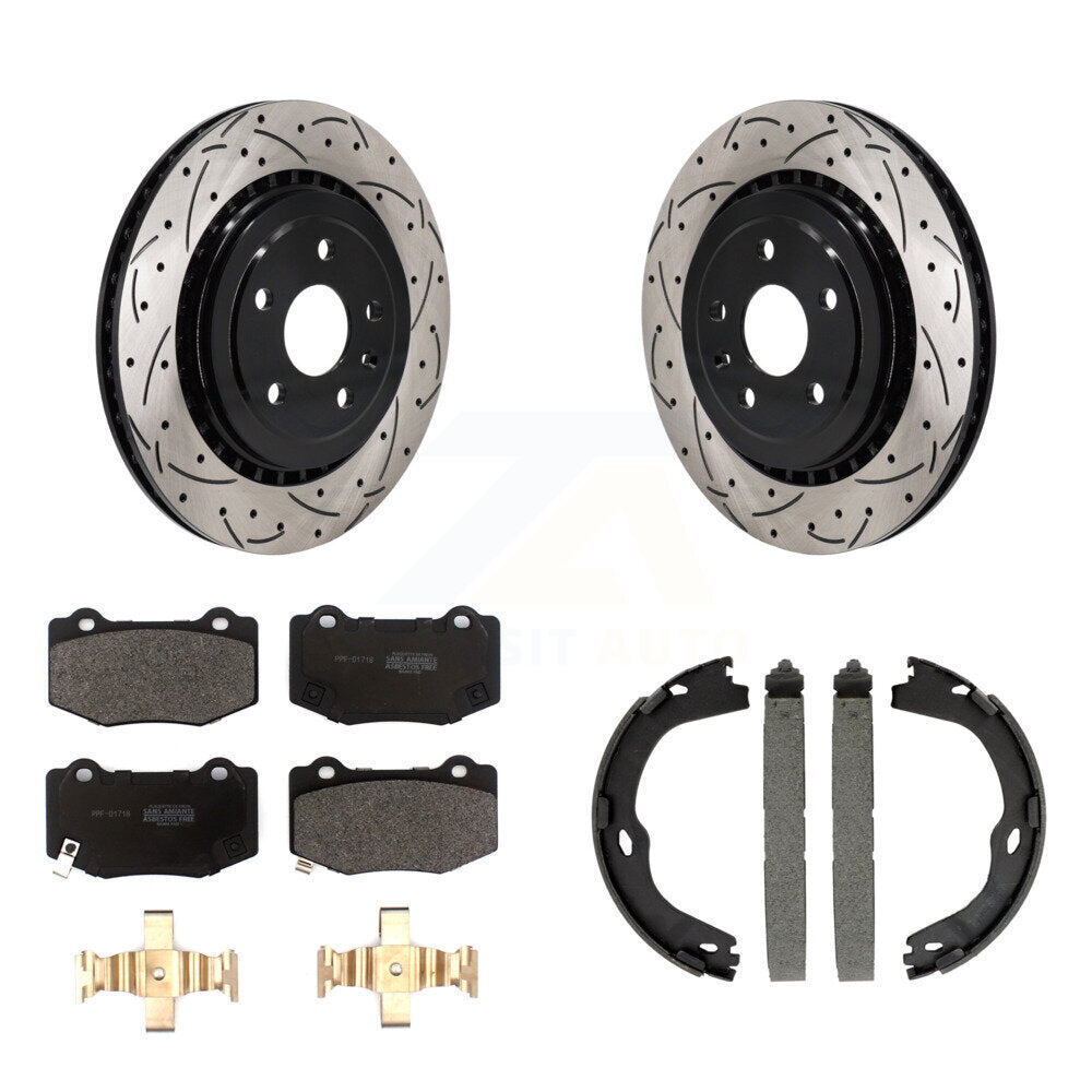Kit de chaussures de stationnement à disques arrière percés et à fentes, plaquettes semi-métalliques, pour ATS