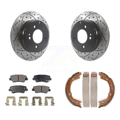 Kit de plaquettes semi-métalliques et de patins de stationnement pour disques arrière percés et fendus