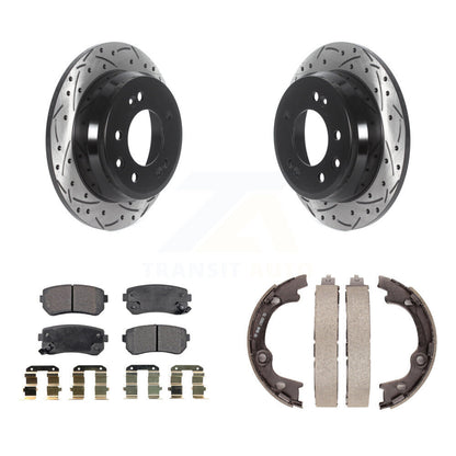 Kit de plaquettes semi-métalliques et de patins de stationnement pour disques arrière percés et fendus