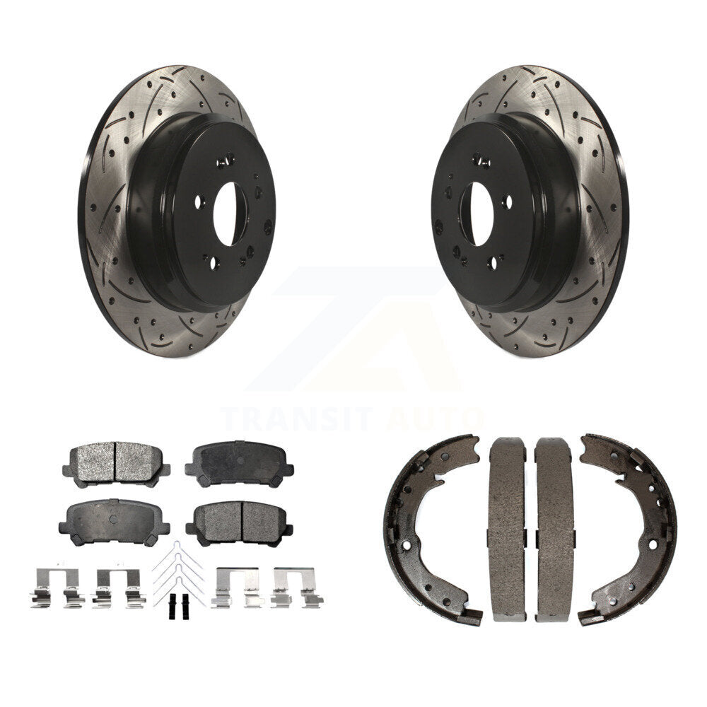 Kit de plaquettes semi-métalliques et de patins de stationnement pour disques arrière percés et fendus
