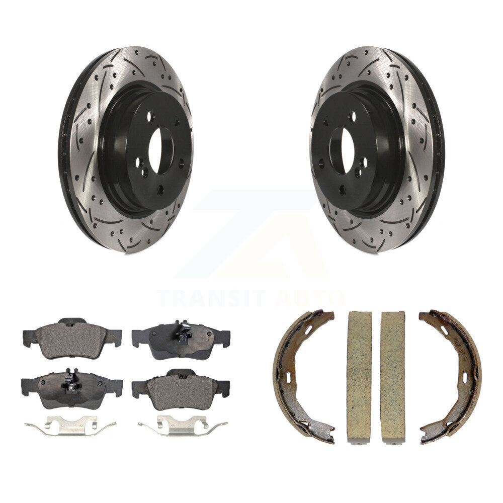 Kit de plaquettes semi-métalliques et de patins de stationnement pour disques arrière percés et fendus