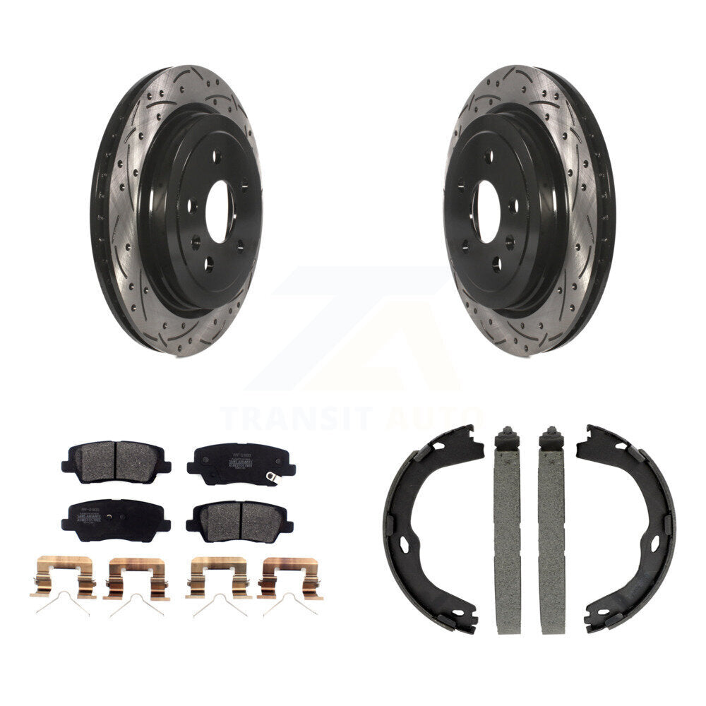 Kit de plaquettes semi-métalliques et de patins de stationnement pour disques arrière percés et fendus