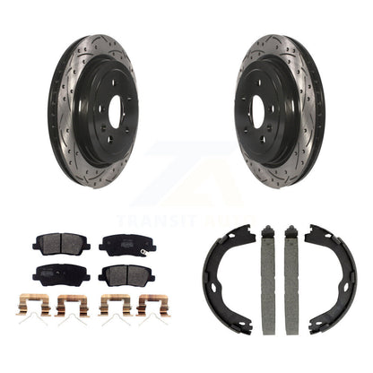 Kit de plaquettes semi-métalliques et de patins de stationnement pour disques arrière percés et fendus