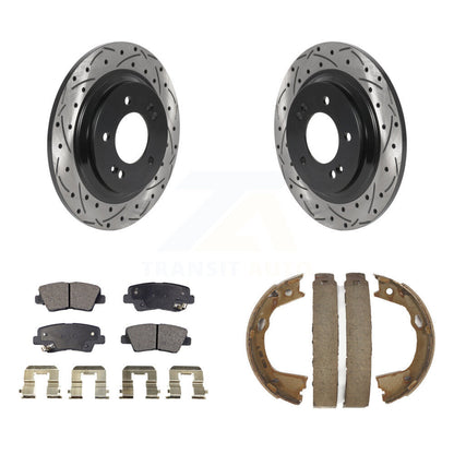 Kit de plaquettes semi-métalliques et de patins de stationnement pour disques arrière percés et fendus