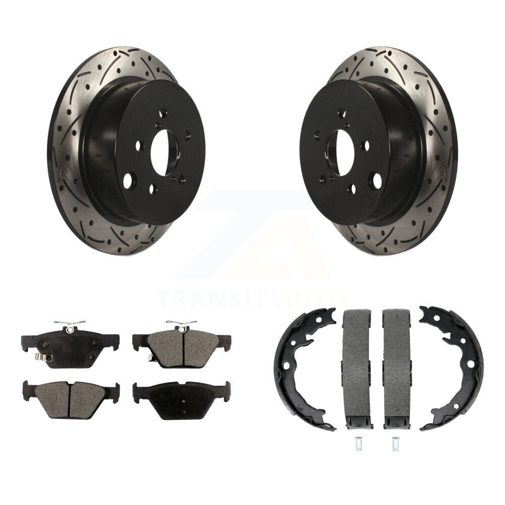 Kit de plaquettes semi-métalliques et de patins de stationnement pour disques arrière percés et fendus