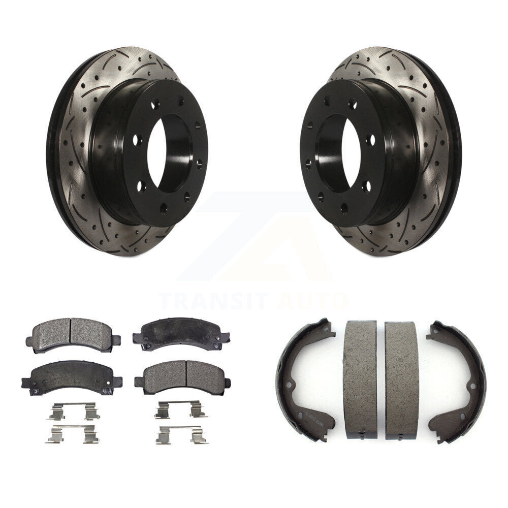 Kit de plaquettes semi-métalliques et de patins de stationnement pour disques arrière percés et fendus