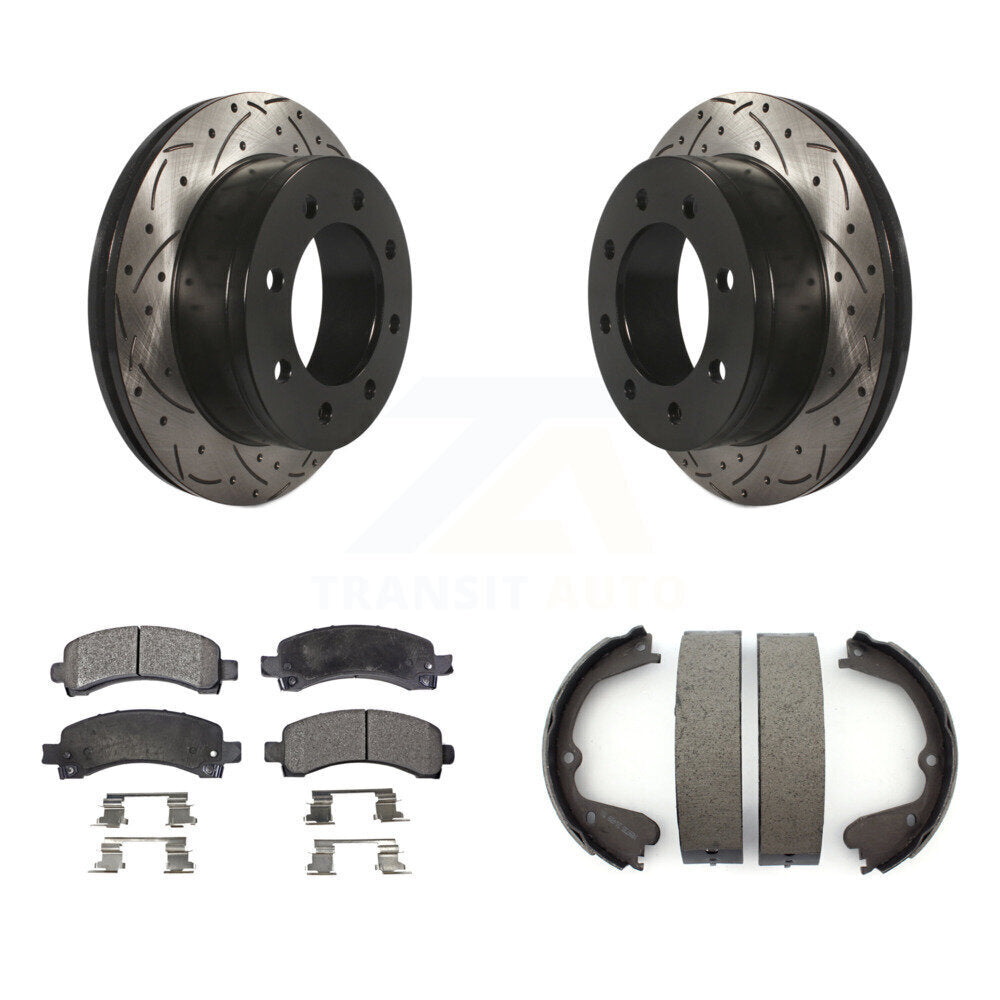 Kit de plaquettes semi-métalliques et de patins de stationnement pour disques arrière percés et fendus