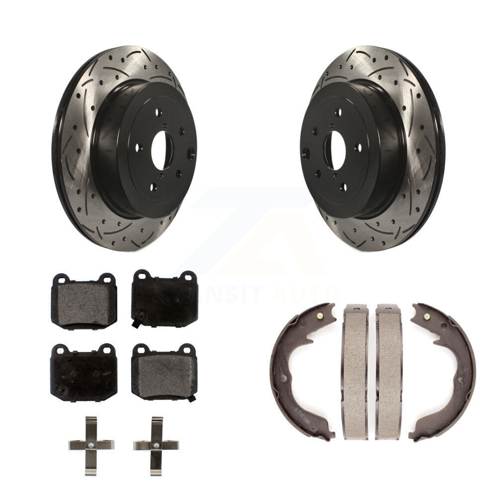 Kit de plaquettes semi-métalliques et de patins de stationnement pour disques arrière percés et fendus