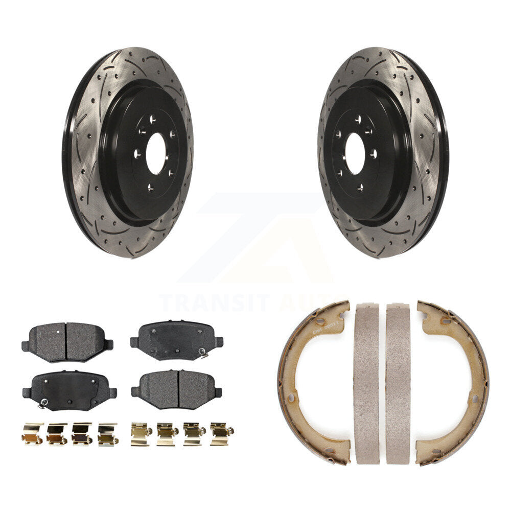 Kit de plaquettes semi-métalliques et de patins de stationnement pour disques arrière percés et fendus